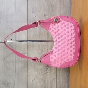 Dooney & Bourke Pink Canvas Leather Shoulder Bag Purse